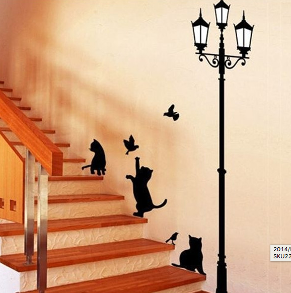 Lamp Cat Removable Wall Stickers